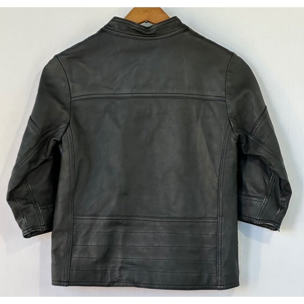 The Children's Place Leather Jacket Cafe Racer Kids Size 5/6 Black Good - Picture 4 of 7